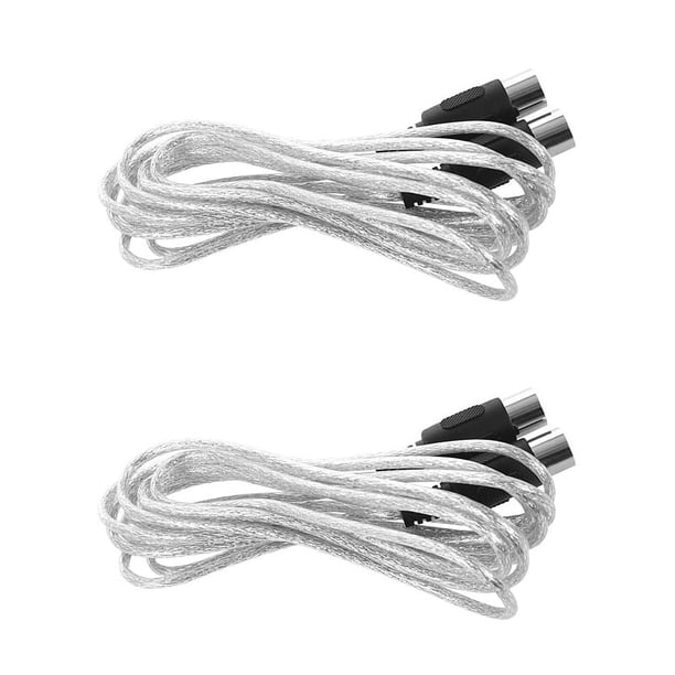 2X El Cable de Extensión MIDI Más Nuevo de 3 Metros Y 10 Pies Conector de 5 Pines Conector Macho A Macho Plata