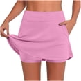 thumbnail image 2 of gbyLJF Women's High Waist Tennis Skirt with Shorts Solid Color Golf Workout Skorts Casual Stretch Athletic Shorts Skirt, 2 of 6