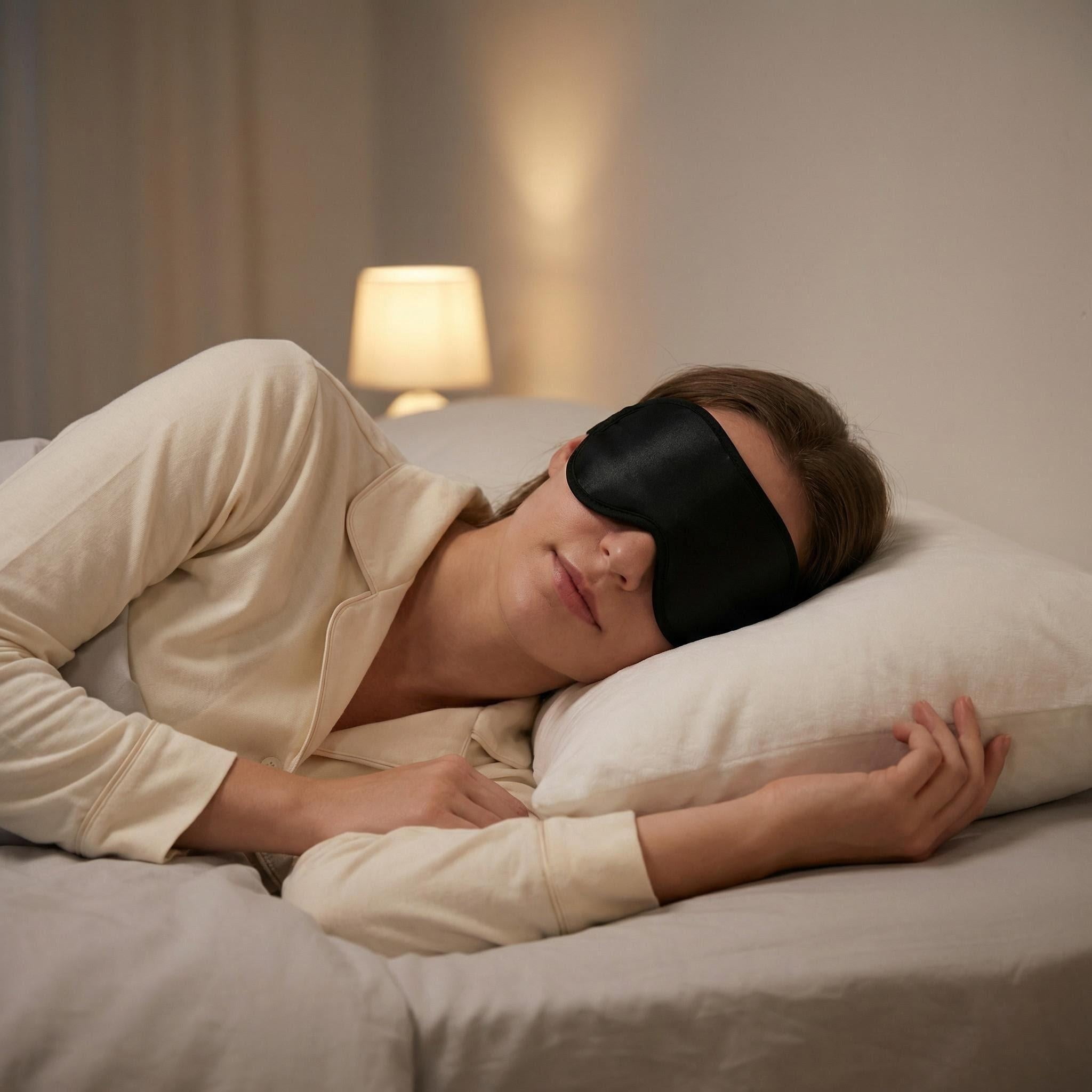 3D Gel Sleep Eye Mask, No Eye Pressure Marks, Cold and hot compresses for Eye Fatigue Relief, Elastic Strap, Black