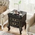 thumbnail image 6 of Tribesigns 20" Black Nightstand, Classic Carved Wood End Table with 2 Drawers for Bedroom, 6 of 7