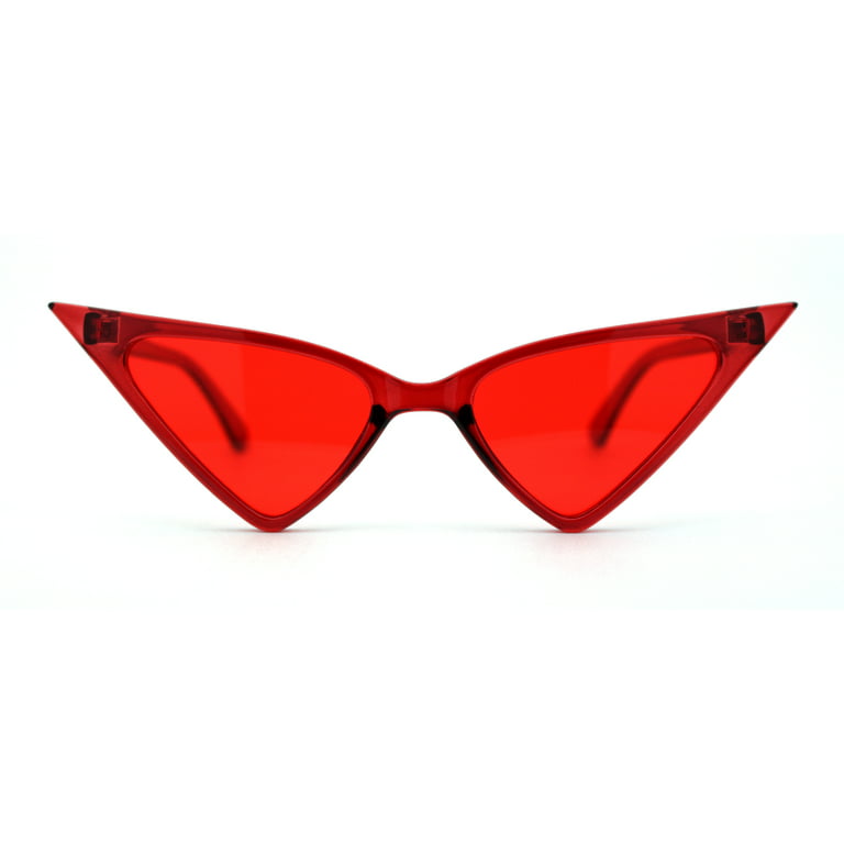 SA106 Womens High Point Sharp Triangle Thin Plastic Cat Eye Sunglasses All Red, Women's, Size: One Size