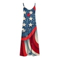thumbnail image 4 of Enjoytime 4Th Of July Womens Flowy Maxi Dresses Flag Print Sleevless Spaghetti Strap Maxi Dress Casual Loose Seaside Beach Women Slip Dress, 4 of 5