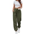 thumbnail image 4 of Defitshape Women's Long Joggers High Waisted Pants Track Summer Casual Spandex Fashion Ankle Comfy Casual Pants Army Green 8, 4 of 4