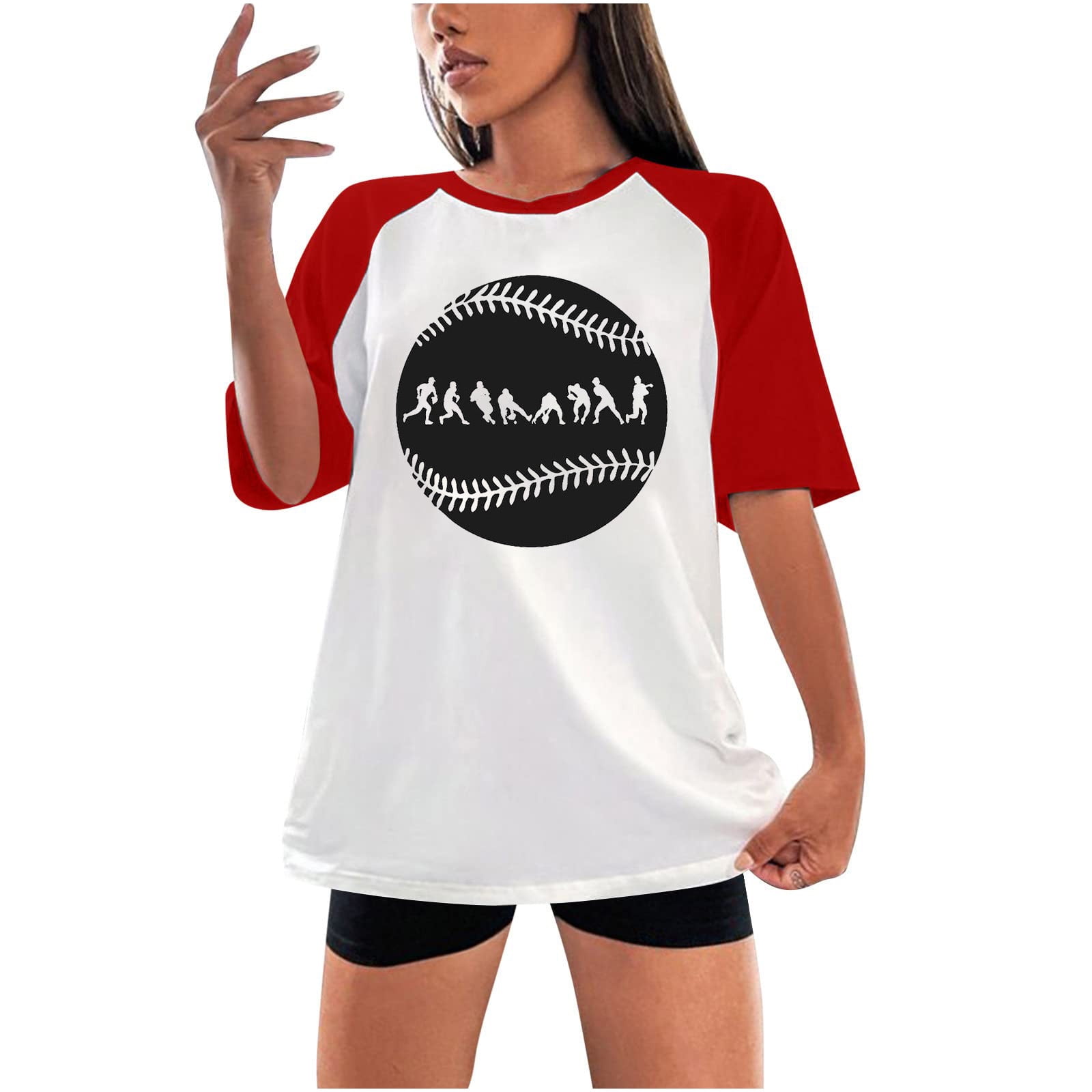 CZHJS Women's Raglan Short Sleeve Oversized Tees Clearance Summer