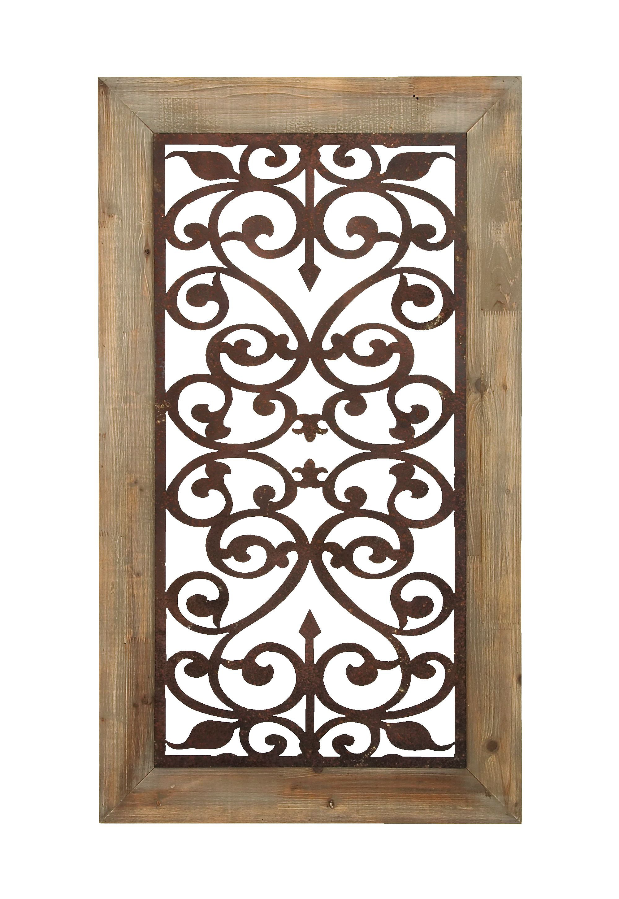 Brown/White Deco 79 59476 Wood and Metal Wall Sign 12 x 24