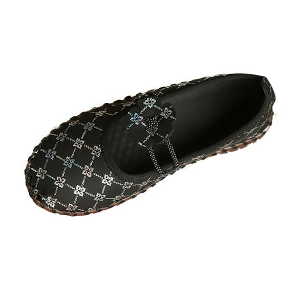 Black Womens Black Flat Bottom Loafers With Stitched Detail Soft Sole For Spring And Summer Casual Fashion Footwear