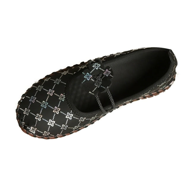 Black Womens Casual Spring Summer Loafers With Flat Sole And Stitched Design In Black