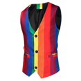 thumbnail image 2 of Mens Casual Rainbow Stripes Slim Vest, 2 of 5