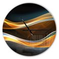 thumbnail image 1 of Designart '3D Gold Waves in Black ' Modern wall clock, 1 of 4