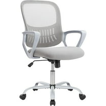 Ergonomic Mid-Back Mesh Office Chair with Lumbar Support, Swivel Rolling Desk Chair with Armrests and Wheels for Home and Study Use, Gray