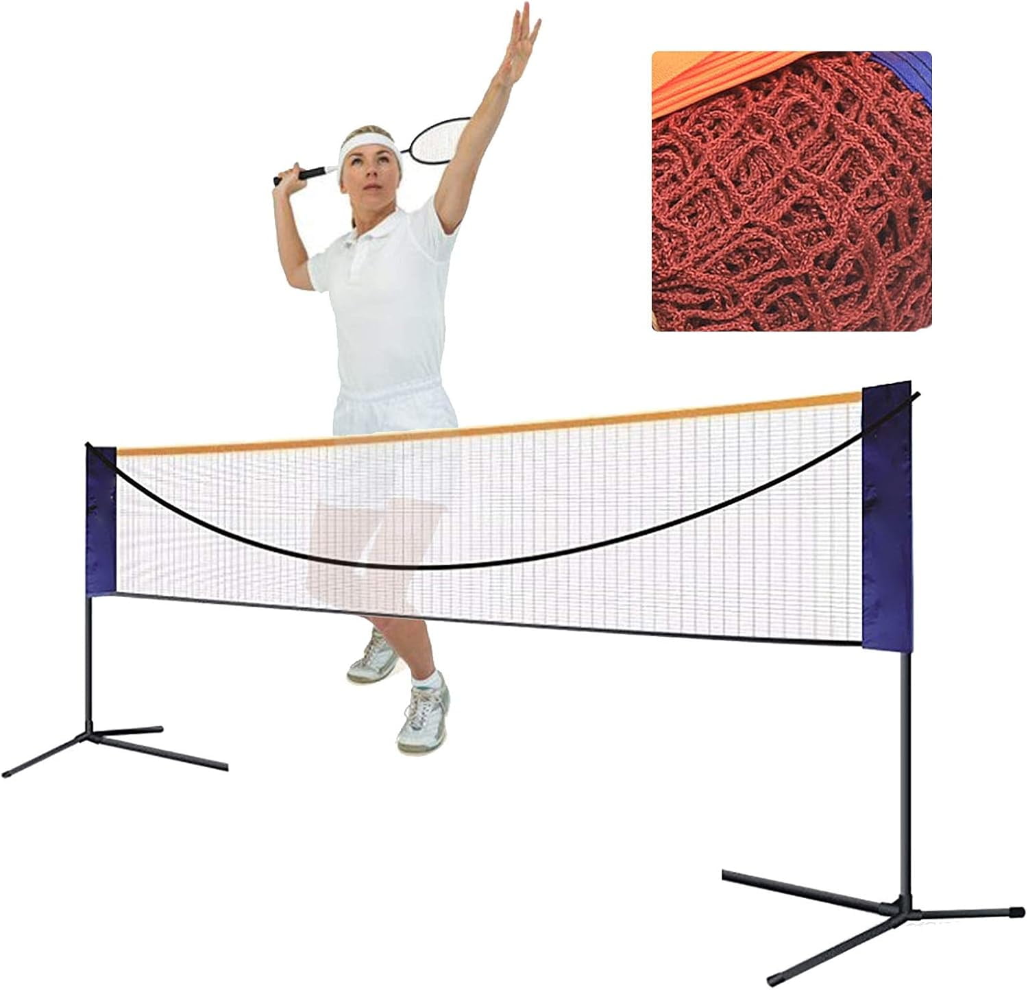 20ft Folding Badminton Net Set, Portable Tennis Net Pickleball Height Adjustable Standard Badminton Net Set Volleyball Nets with Stand/Frame Carry Bag