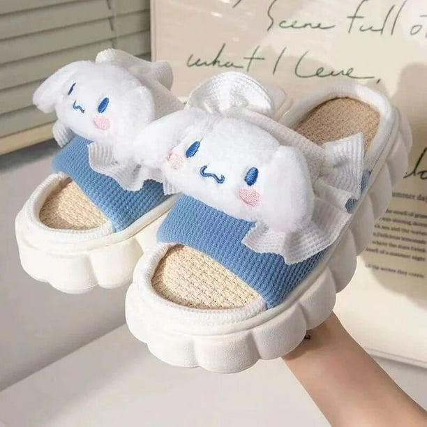 Sanrio Cinnamoroll Hello Kitty Kuromi Zapatillas de casa para mujer, sandalias de moda Kawaii Y2k, zapatos transpirables de Anime de dibujos animados
