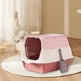 thumbnail image 4 of HWRETIE Fully Enclosed Cat Litter Box with Lid Splash Proof Pet Toilet Tray Large Space Cat Potty with Shovel Odor Control Covered Litter Pan, 4 of 7