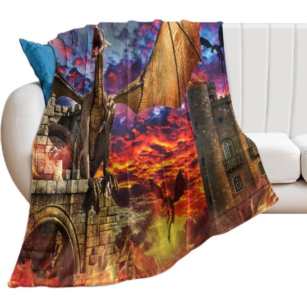 Manta abstracta de fantasía con diseño de dragón, manta abstracta de fantasía con diseño de dragón, acogedora para todas las estaciones, para sofá, cama, sofá, viaje, 30 x 40 pulgadas