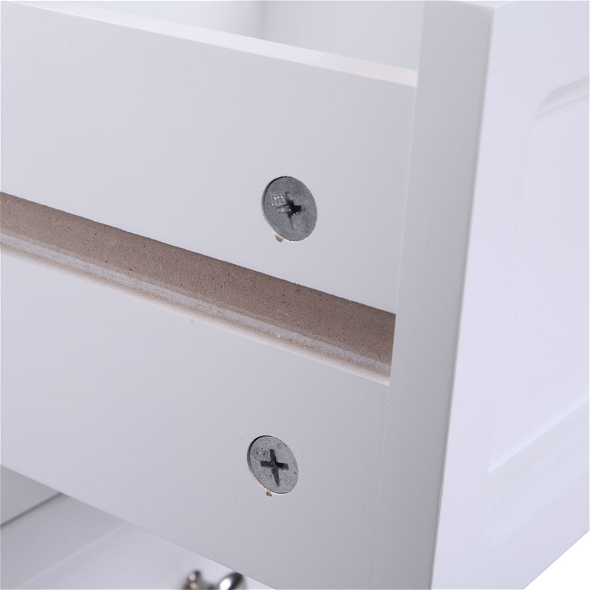 Kepooman 2pcs Two-Tier Nightstand, Bedside Table with Drawers for Bedroom, White