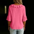 thumbnail image 3 of WULMLEO Womens Spring Tops Ruffle V Neck Blouse Summer Shirts for Women Casual Loose Fit Lightweight Design Hot Pink S, 3 of 3