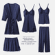 thumbnail image 5 of Pijamas de mujer Primavera Verano Otoño Camisón de seda Pantalones cortos Camisón Pantalones Ropa de hogar de cinco piezas, 5 of 5