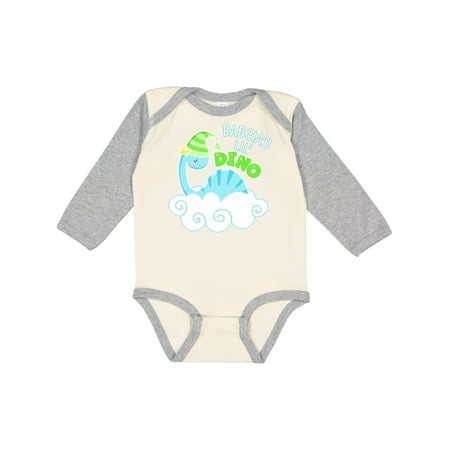 

Inktastic Babcia s Lil Dino with Cute Blue Baby Dinosaur Gift Baby Boy or Baby Girl Long Sleeve Bodysuit