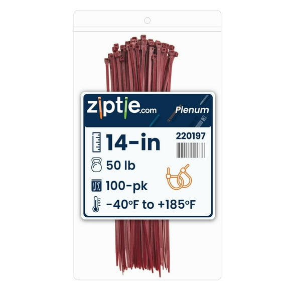 ZipTie.com Attache de Câble Multi-Usage 14 Pouces Plenum, Résistance à la Traction 50 Lb, UL 21S Listed, Lot de 100