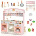 thumbnail image 1 of Costway 2 in 1 Kids Play Kitchen & Restaurant Double-Sided Pretend Playset with Canopy, 1 of 10