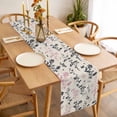 thumbnail image 3 of Grey Pink Botanical Table Runner - 60 Inch Long Rustic Country Spring Floral Summer Leaf Cotton and Linen Blended Dress Scarves Farmhouse Table Runner for Kitchen Dining, Coffee Table, 13" x 60", 3 of 8