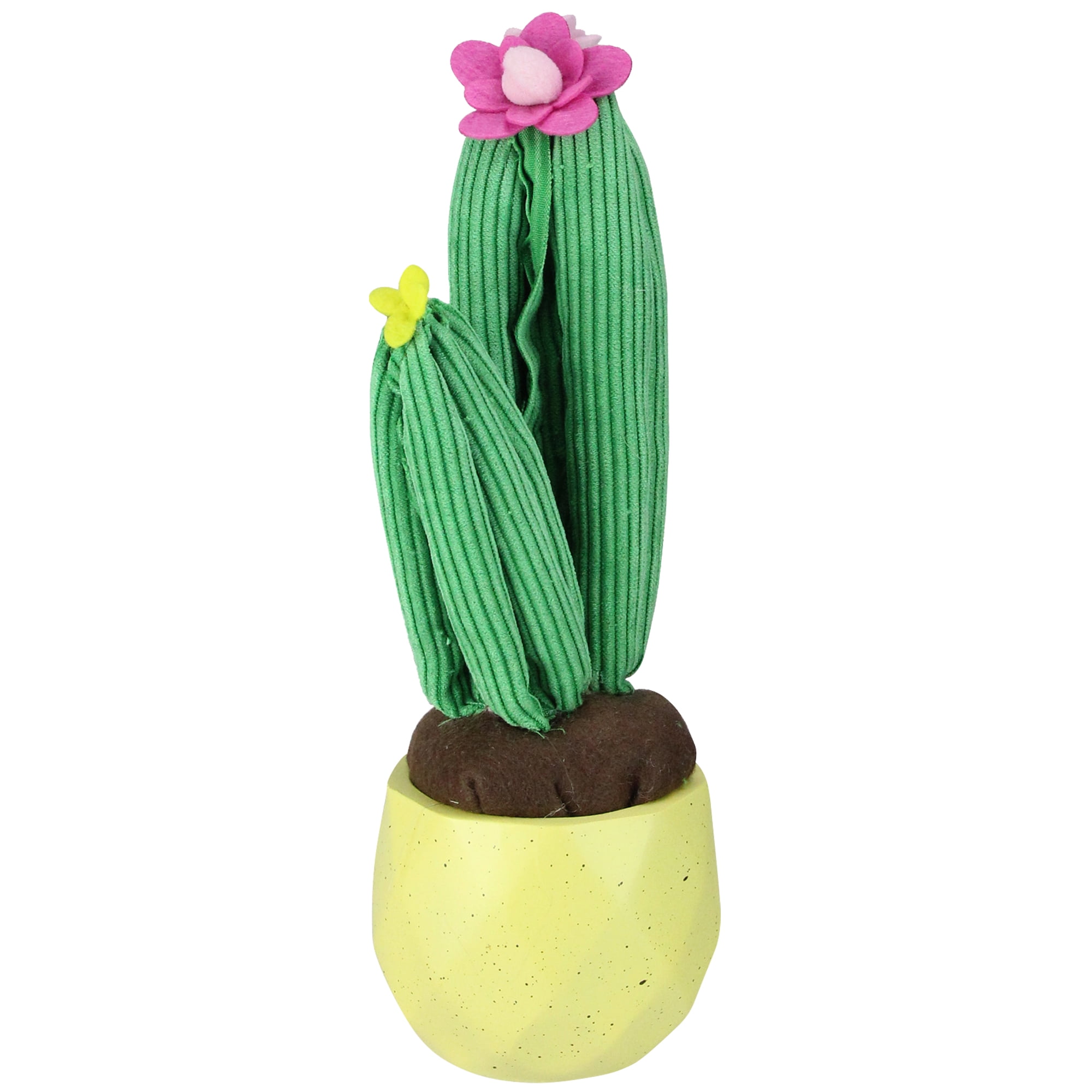 Northlight 10.5" Plush Dual Cactus Artificial Potted Plant Table Top Decoration - Green/Yellow