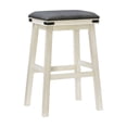 thumbnail image 2 of Home Square 3 Piece Wood and Faux Leather Backless Bar Stool Set in White, 2 of 10