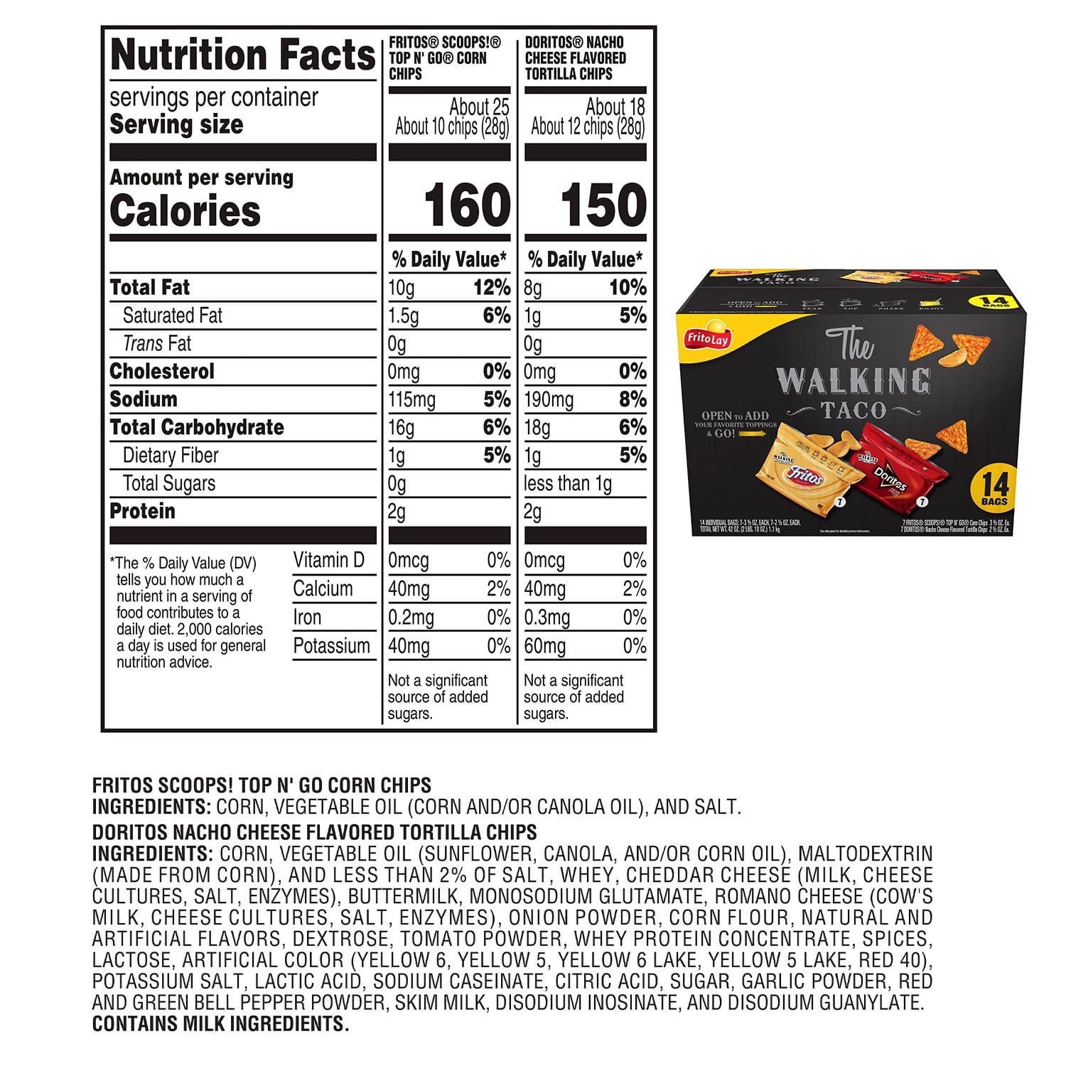 Frito Lay Snacks The Walking Taco Variety 42 Oz 14 Count
