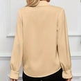 thumbnail image 3 of Yigetop Dressy Tops for Women Women's Button Down Front Long Sleeve Shirts Casual Lapel Neck Blouse Business Work Tops Ladies Tops and Blouses Beige L, 3 of 5