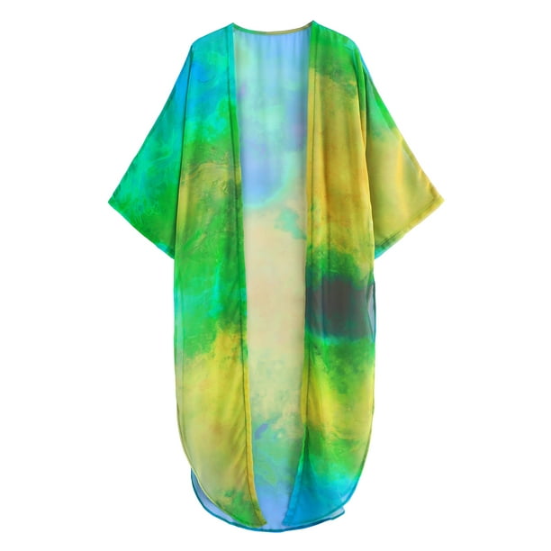Irfora Mujeres Kimono Cover Ups Open Front Impreso Cardigan Beach Holiday Beachwear Irfora Cárdigan de mujer