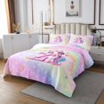 thumbnail image 3 of Erosebridal Pink Unicorn Coverlet Set King, Initial Z Letter Bedding Set, Flower Decor 3-Piece, 3 of 5