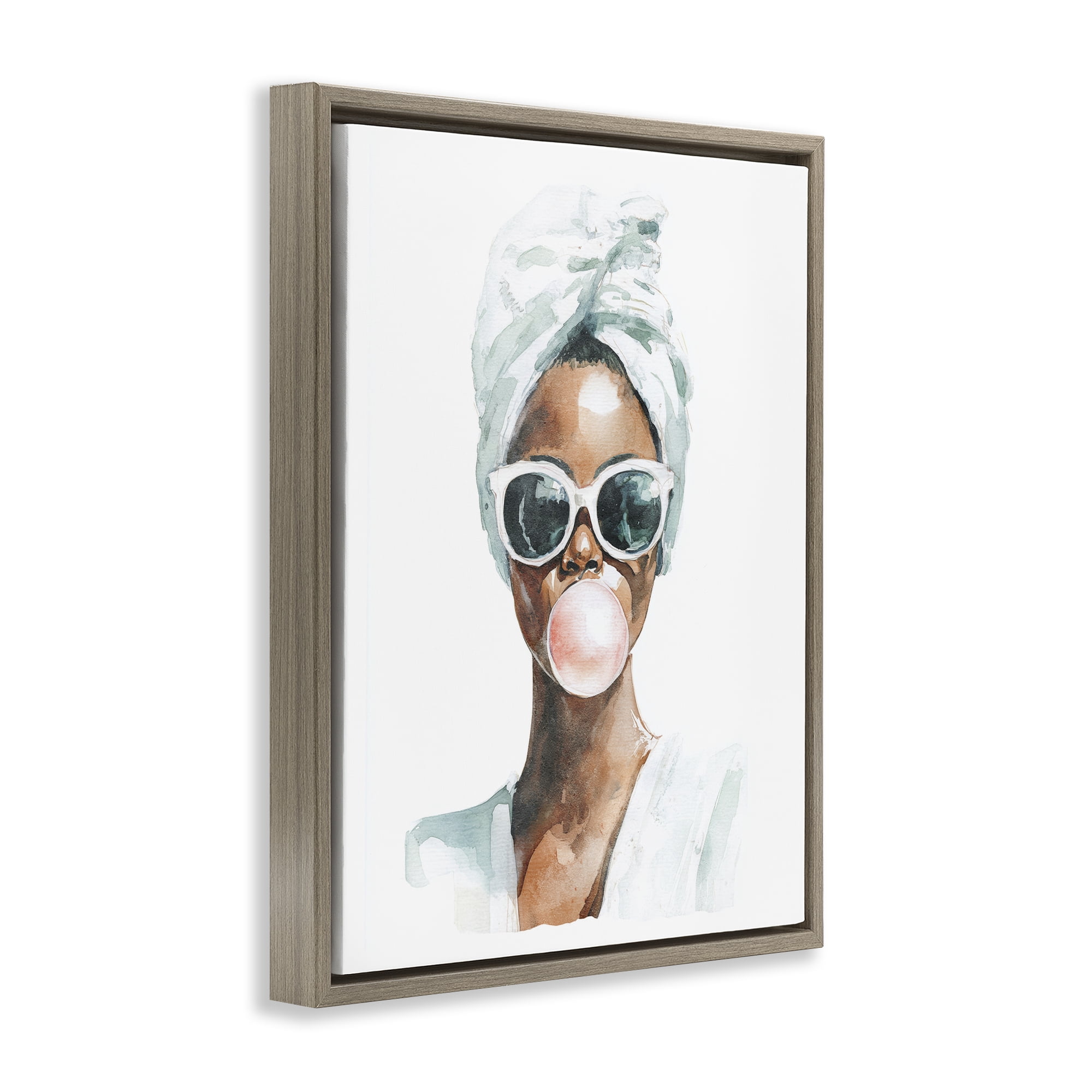 Stupell Industries Bubble Reverie Female Brown Framed Floater Canvas Wall Art, design by Svetlana Aleynikova