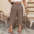 thumbnail image 6 of SBYOJLPB Womens Summer Capris Pants Casual Solid-colored Large-size Cropped Pants with Pockets, 6 of 8