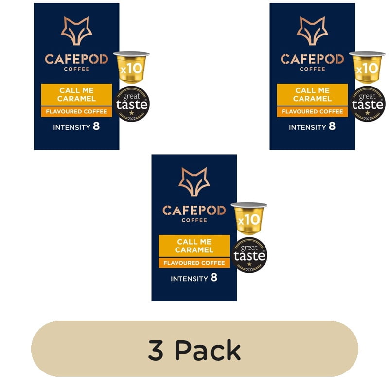 CafePod Call Me Caramel Nespresso Compatible Aluminium Coffee Pods, 10 pods per pack, British Import (Pack of 3)