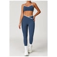 thumbnail image 5 of PISONIC Womens Workout Set Two Piece Spaghetti Straps Cross Back Sports Bra Matching High Waist Leggings Gym Work Out Outfits, 5 of 10