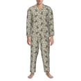 thumbnail image 3 of Naloa Bees And Chamomile Men’s Pajamas Set - Long Sleeve Button Down Sleep Shirt and Pajama Bottoms Sleepwear Set-Medium, 3 of 7