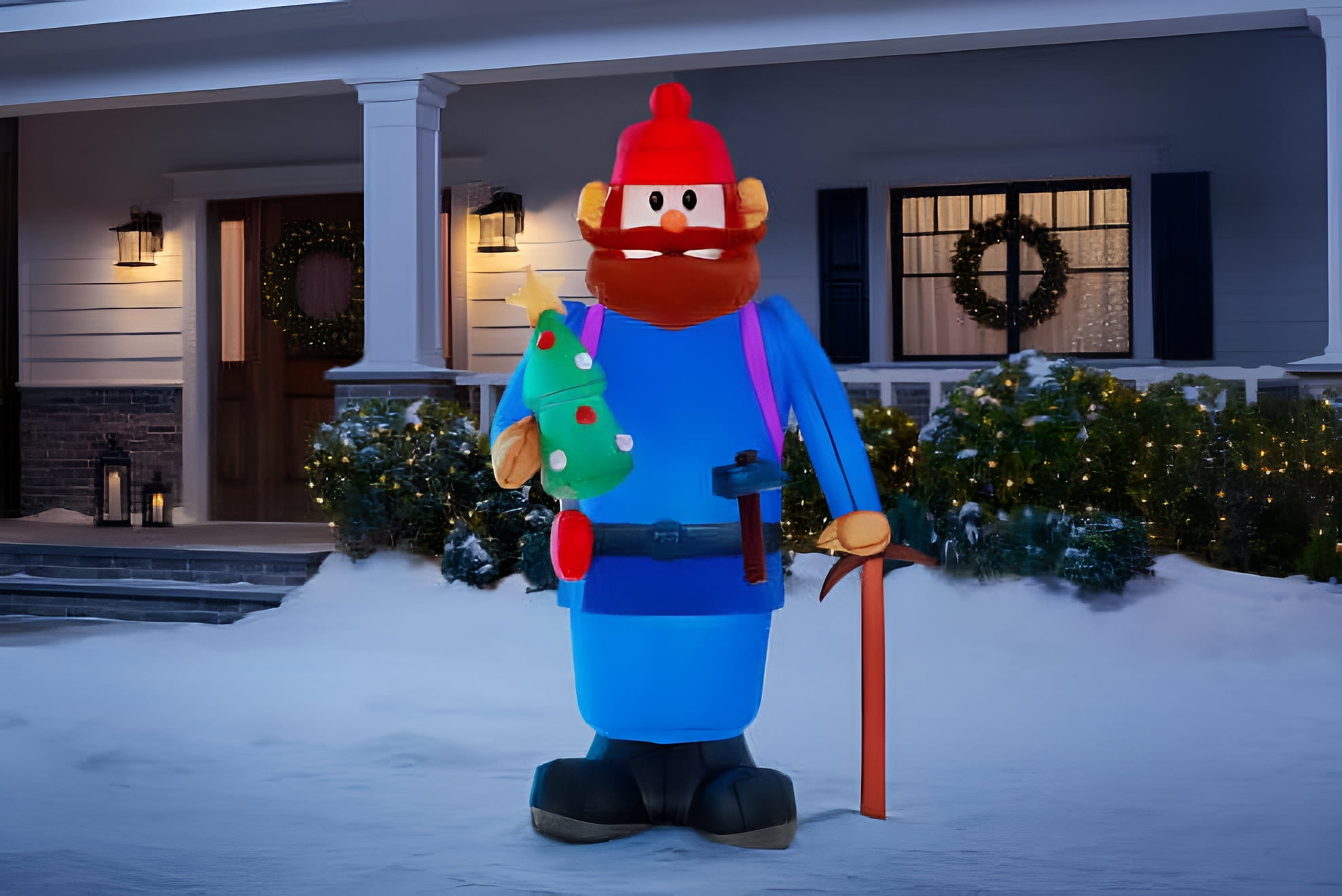 Gemmy Christmas Airblown Inflatable Yukon Cornelius with Tree, 6 ft Tall, Multicolored