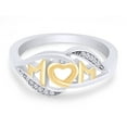 thumbnail image 3 of AFFY Round White CZ Two-Tone Mom Promise Heart Womens Ring 925 Sterling Silver White, Mother's Day, 3 of 7