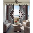 thumbnail image 4 of Red Gray Blackout Curtains 45 Inches Long for Bedroom, Southwest Retro Ethnic AztecTexture Bohemian Thermal Insulated Room Darkening Black Out Window Curtain Panels Grommet Drapes for Living Room, 4 of 8