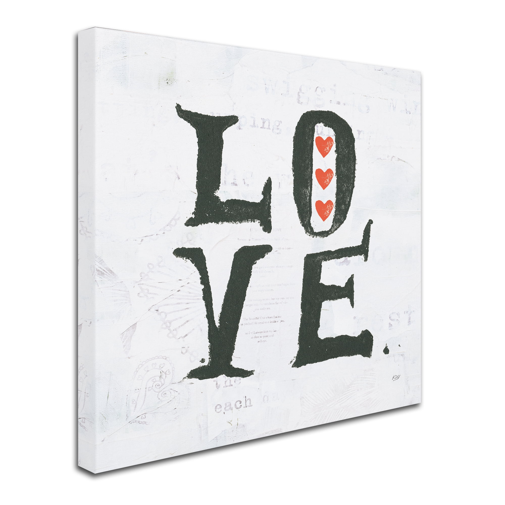 Trademark Fine Art "Love" Canvas Art by Kellie Day