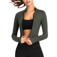 thumbnail image 4 of Jenkoon Chaquetas elásticas y ligeras con cremallera completa para correr, cuello alto, yoga, entrenamiento, 4 of 4