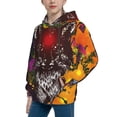 thumbnail image 2 of Fotbe Wolf With Wildflowers Pattern Youth Pullover Hooded Sweatshirt, Boys Hoodie, Kangaroo Pocket Hoodie for Kids Girls -Medium, 2 of 6