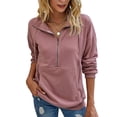 thumbnail image 1 of Sudadera con capucha de manga larga con bolsillo y cremallera para mujer, 1 of 8
