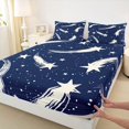 thumbnail image 4 of Manfei Dreamy Stars Queen Sheets,Galaxy Theme Queen Sheet Sets,Navy White,4pcs,1 Flat Sheet,1 Fitted Sheet and 2 Pillowcases, 4 of 6