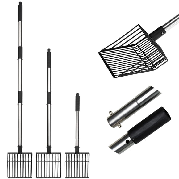 Cuchara para arena para gatos PUPTECK, de rápido tamizado, con mango largo, de metal