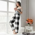thumbnail image 5 of Cauagu White And Black Plaid Pajama Pants for Women Loose Fit Wide Leg Trouser Pants Casual Elastic Waist Drawstring Lounge Pants, 5 of 6