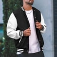 thumbnail image 5 of Aellinatey Men's Varsity Jackets Leather Sleeve Wool Blend Baseball Letterman Jackets, 5 of 6