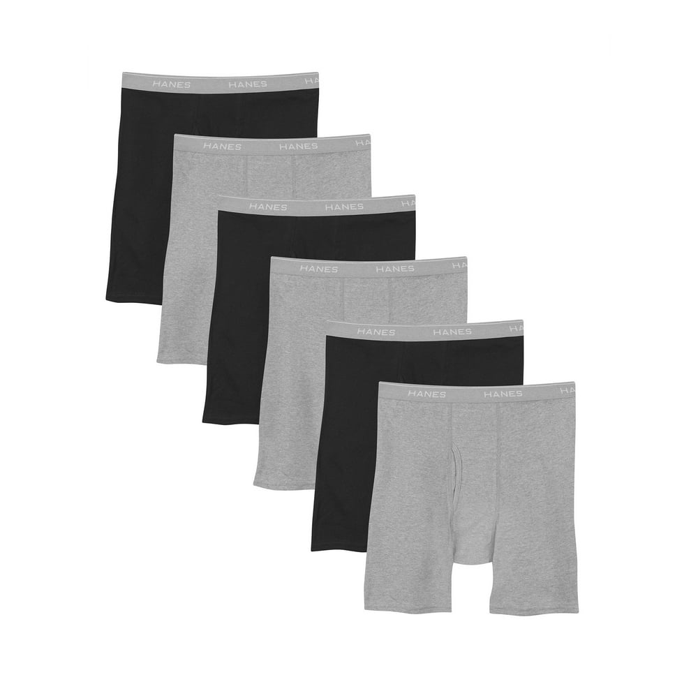 Hanes Hanes Men's Value Pack Black/Grey Boxer Briefs, 6 Pack