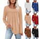 thumbnail image 1 of Camisas de maestra,Blusa plisada de manga larga para mujer, camisa informal de cuello redondo con cinturilla, tejido de punto elástico, ideal para el hogar y la oficina, sopatenor, 1 of 9