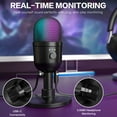 thumbnail image 3 of Zealsound Gaming Condenser Microphone with RGB Lights, Studio USB Mic for PC, Mac, iPhone, Plug & Play, Mute & Gain Control, Monitoring for Streaming, Podcasting, TikTok, YouTube, 3 of 8
